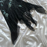 Black gorgeous fashion elegant exquisite green floral beading spaghetti straps long chiffon ball gown evening dress party dress prom dress HZ1023