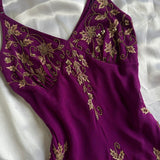 ??? Dark Purple/Green Shiny Beautiful Vintage Gorgeous Fashion Elegant Delicate Gold Beaded Midi/Short Chiffon Flowing Homecoming Dress Prom Dress Evening Dress Birthday Wedding Guest Party Dress Prom Dress HZ1023