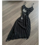 Black Vintage Fashion Elegant Sophisticated Stunning Silver Butterfly Beaded Long Chiffon Tulle Ball Gown Evening Dress Party Dress Prom Dress HZ1023