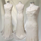 Ivory shiny fashion classy pretty exquisite beaded long chiffon floor-length handmade custom ball gown evening dress party dress prom dress HZ1023