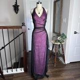 Purple Vintage Fashion Elegant Exquisite Floral Beading Long Black Tulle Ruffle Spaghetti Strap Ball Gown Evening Dress Party Dress Prom Dress HZ1023