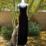 Vintage Black Velvet Gorgeous Exquisite Beading Elegant Spaghetti Strap Long Velvet Ball Gown Evening Dress Birthday Party Dress Prom Dress HZ1023