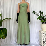 Green Shiny Fashion Vintage Elegant Spaghetti Strap Long Chiffon Tulle Ball Gown Evening Dress Party Dress Prom Dress HZ1023