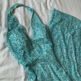 Blue fashion elegant suspenders exquisite beaded long sequined prom dress evening dress party dress HZ1023