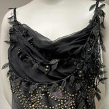 ????Black Vintage Glam Rock Unique Fashion Beautiful Elegant Exquisite Gold Stud Beads Long Satin Ball Gown Evening Gown Birthday Party Dress Prom Dark Fairy/Black Swan HZ1023