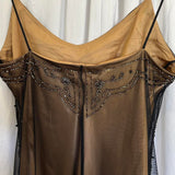 Golden Brown Vintage Fashion Elegant Exquisite Beading Long Chiffon Satin Tulle Ball Gown Evening Dress Party Dress Prom Dress HZ1023