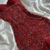 Red gorgeous luxury elegant exquisite beading shiny vintage fashion long elegant tulle ball gown evening dress birthday party dress prom dress HZ1023