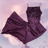 Purple Vintage Elegant Delicate Velvet Floral Spaghetti Strap Long Floor Length Formal Satin Lace Ball Gown Evening Gown Birthday Party Gown Prom Gown HZ1023