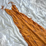 Orange gorgeous retro fashion elegant exquisite leaf beading spaghetti strap long chiffon ball gown evening dress birthday party dress prom dress HZ1023