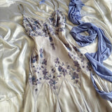 Purple fashion elegant exquisite beaded spaghetti strap A-line long chiffon ball gown evening dress party dress HZ1023