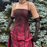 Burgundy Delicate Beaded Long Tulle Elegant Ball Gown Evening Dress Formal Birthday Party Dress Prom Dress HZ1023