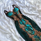 Turquoise Beautiful Fantasy Vintage Elegant Delicate Floral Sequin Beaded Bustier Midi Satin Homecoming Gown Prom Gown Evening Gown Party Gown Graduation Gown HZ1023
