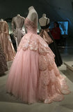 Pink Glitter Beading Elegant Long Tulle Ball Gown Evening Dress Graduation Dress HZ1023