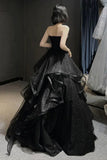 Black Shiny Sweetheart Tulle Layers Ball Gown Formal Dresses, Black Evening Dress Prom Dress HZ1023