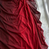 Burgundy Shiny Elegant Off Shoulder Ruffles Fashion Elegant Long Prom Dress Evening Gown Party Dress HZ1023