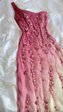 Pink gradient gorgeous fashion exquisite beading long chiffon elegant ball gown evening dress party dress HZ1023