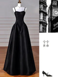 Black/Red/Navy Elegant Simple Fashion A-Line Satin Long Ball Gown Evening Dress Party Dress Prom Dress HZ1023