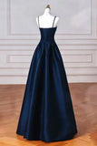 Black/Red/Navy Elegant Simple Fashion A-Line Satin Long Ball Gown Evening Dress Party Dress Prom Dress HZ1023