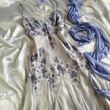 Light Purple Elegant V-neck Exquisite Beaded Appliques Long Tulle Mermaid Ball Gown Evening Dress Birthday Costume Party Dress HZ1023