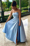 Blue fashion elegant exquisite pearl beading long satin ball gown evening dress HZ1023