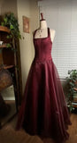 Burgundy red vintage elegant shiny beaded long tulle Prom Gown evening dress party dress HZ1023