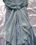 Purple/Mint Green Elegant Spaghetti Strap Long Tulle Ball Gown Evening Dress Party Dress HZ1023