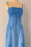 Blue Fashion Elegant Exquisite Embroidery Beading Spaghetti Strap Long Tulle prom dress Evening Gown Party Dress HZ1023