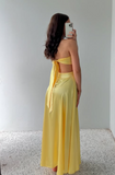 Yellow/Pink Strapless Elegant Simple Long Ball Gown Evening Gown Bridesmaid Dress HZ1023