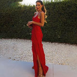 Red/Black elegant fashion spaghetti straps long layered chiffon ruffled ball gown, evening dress, party dress HZ1023