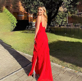 Red/Black elegant fashion spaghetti straps long layered chiffon ruffled ball gown, evening dress, party dress HZ1023