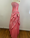 Pink Gorgeous Sparkling Exquisite Delicate Beading Long Satin Ball Gown Evening Dress Party Dress Prom Dress HZ1023