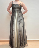 Brown Elegant Fashion Exquisite Spaghetti Strap Long Tulle Ball Gown Evening Dress Party Dress Prom Dress HZ1023