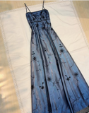 Blue Delicate Beaded Long Tulle Elegant Ball Gown Evening Dress Formal Birthday Party Dress Prom Dress HZ1023