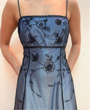 Blue/Grey Delicate Beaded Long Tulle Elegant Ball Gown Evening Dress Formal Birthday Party Dress Prom Dress HZ1023