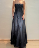 Silver Black Delicate Beaded Long Tulle Elegant Ball Gown Evening Dress Formal Birthday Party Dress Prom Dress HZ1023