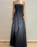Silver Black Delicate Beaded Long Tulle Elegant Ball Gown Evening Dress Formal Birthday Party Dress Prom Dress HZ1023
