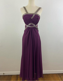 Purple Charming Simple Fashion Ruffle Elegant Strap Long Chiffon Tulle Ball Gown Evening Dress Party Dress Prom Dress Bridesmaid Dress HZ1023