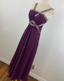 Purple Charming Simple Fashion Ruffle Elegant Strap Long Chiffon Tulle Ball Gown Evening Dress Party Dress Prom Dress Bridesmaid Dress HZ1023