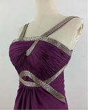 Purple Charming Simple Fashion Ruffle Elegant Strap Long Chiffon Tulle Ball Gown Evening Dress Party Dress Prom Dress Bridesmaid Dress HZ1023