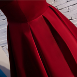 Red Elegant Fashion Simple Bow Sweet A-line Long Satin formal Ball Gown Evening Dress HZ1023