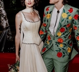 Ivory White Retro Elegant Square Round Neck Greek Goddess Long Tulle Floor-Length Train Ball Gown Evening Dress Party Dress HZ1023