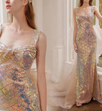 pink gorgeous sparkling pretty mermaid ball gown with detachable bow long elegant sequin formal prom dress eveng Dress Party Dress HZ1023