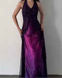 Purple Shiny Gorgeous Elegant Fashion Gradient Exquisite Beading Long Tulle Satin Ball Gown Evening Dress Party Dress Prom Dress HZ1023