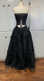 Black vintage fashion off the shoulder formal long satin formal prom dress evening gown HZ1023