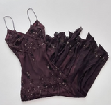 Purple Gorgeous Elegant Exquisite Beaded A-line Spaghetti Strap Long/Short Tulle Chiffon Ball Gown Birthday Party Dress Evening Dress Prom Dress HZ1023