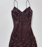 Purple Gorgeous Elegant Exquisite Beaded A-line Spaghetti Strap Long/Short Tulle Chiffon Ball Gown Birthday Party Dress Evening Dress Prom Dress HZ1023