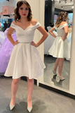 Princess White Off-the-Shoulder A-Line Short Homecoming Dress HZ1023