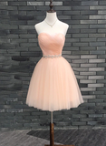 Lovely Handmade Pearl Pink Homecoming Dress, Lace-Up Short Prom Dress HZ1023