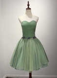 Green Sweetheart Tulle Knee Length Party Dress Green Homecoming Dresses HZ1023