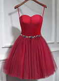 Cute Red Tulle Sweetheart Homecoming Dress, Red Party Dress HZ1023